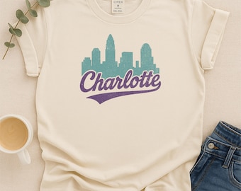 Retro Charlotte Skyline T-Shirt: Queen City Vintage Tee