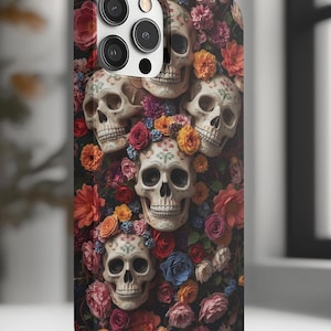 Day of the Dead Phone Case, Sugar Skull Artwork, Protective Case, Skull Design