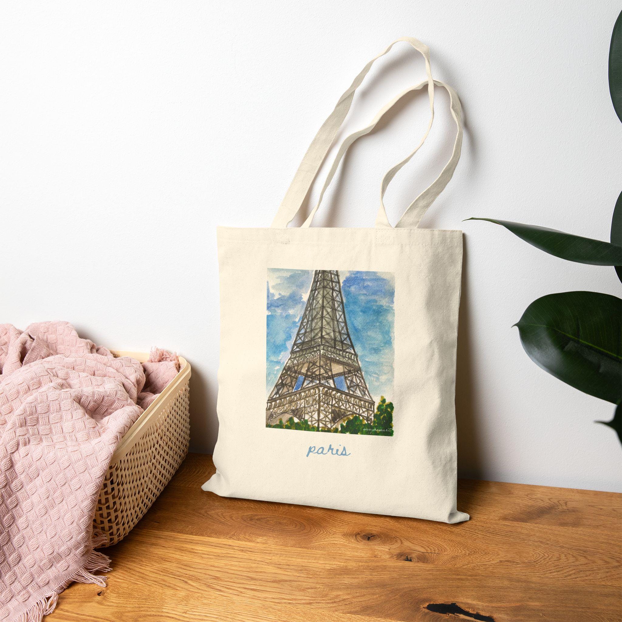 エッフェル塔コットントートバッグ：パリの水彩画アートギフト - Etsy 日本