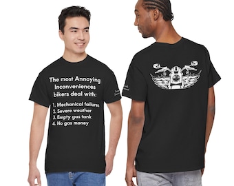 Biker Inconveniences Shirt, Funny Motorcycle Rider Humor Tee, Biker Life T-Shirt, Unisex Cotton Rider Shirt dark colors