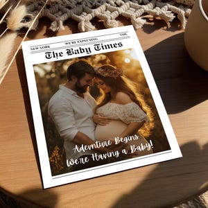 Baby Announcement Newspaper, Pregnancy Reveal Newspaper Canva Template, Large Newspaper Baby Shower,  Editable Custom Baby Announcement