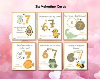 67 Valentijnsdagkaarten, jongens meisjes Six Seven Slang Valentines, 6-7 klas cadeaukaartje, klas kinderen 6 7 kaarten, directe digitale download