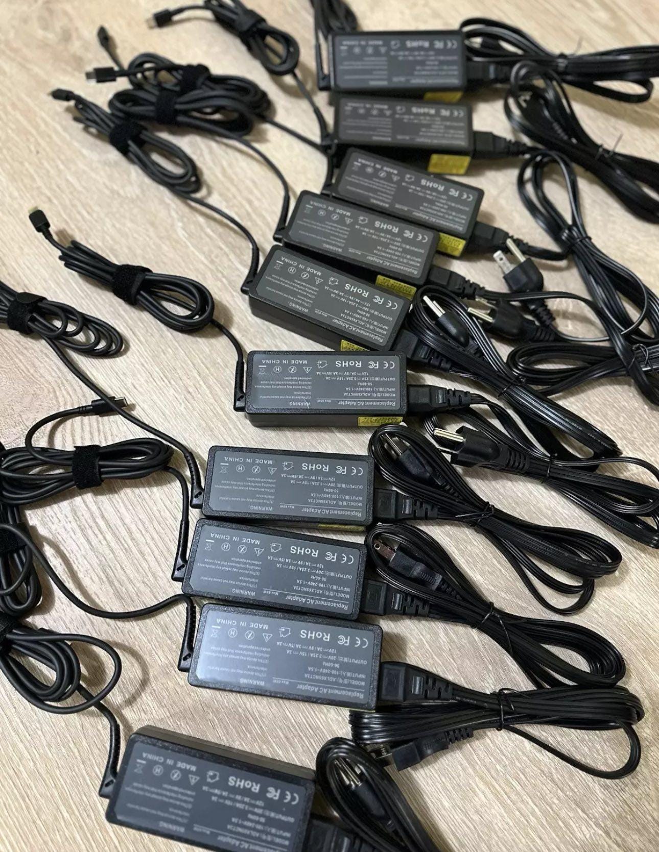 65W USBC Type C Laptop Charger/HP/Asus/Dell/Lenovo/Toshiba For Chromebooks Wholesale Lot of 10 chargers with power cords