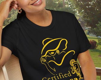 Certified Mimosa Sommelier T-Shirt, Gold, Funny Gift for Brunch Lovers, Unisex Softstyle Tee, Casual Wear, Drink Enthusiast Apparel
