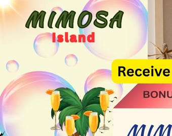 Quirky Mimosa Island Bar Sign - Instant Kitchen Upgrade, Free Bonus Print! Brunch Gift