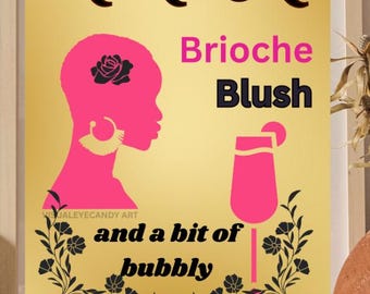 Elegant Mimosa Bar Sign for Brioche Blush Brunch Pink Gold and Black Instant Download