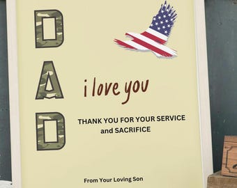 Military Dad Father's Day Gift, Salute Superhero, Printable 8x10 (Digital Download)