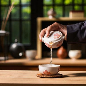 Charming Ceramic Travel Tea Set – Japanese Style Portable Teapot & Cup – Compact Teaware Gift for Tea Lovers – On-the-Go Tea Set