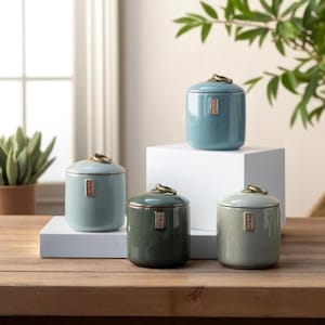 Japanese Ceramic Tea Jar: Wabi Sabi Kitchen Storage Canister
