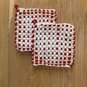 Hand-Woven Cotton Pot Holder/ Hot Pad Set