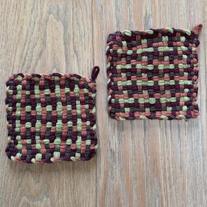 Hand-Woven Cotton Pot Holder/ Hot Pad Set
