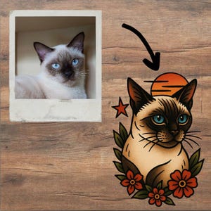 Adesivo per animali domestici in stile tatuaggio tradizionale americano personalizzato - Impermeabile e resistente