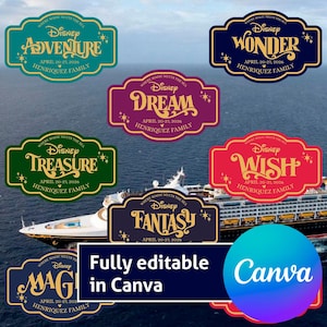 Editable Disney Cruise Door Magnet • Family Stateroom Decor 2025 2026 • Personalized Mickey Ears Printable • DIY Canva Template • Digital