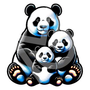 Camiseta infantil de la familia Panda - Adorable camiseta de dibujos animados con trío de osos panda, diseño de trío de osos - Camiseta infantil / Regalo único
