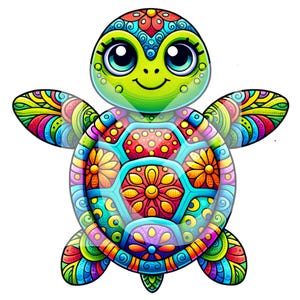 Camiseta infantil de tortuga marina caleidoscopio, alegre y vibrante, con arte inspirado en mandalas. Regalo único.