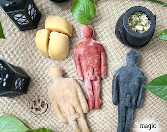 Muñeco vudú masculino: elija negro, rojo o amarillo: muñeco de cera hecho a mano para rituales de destierro, amor o éxito.