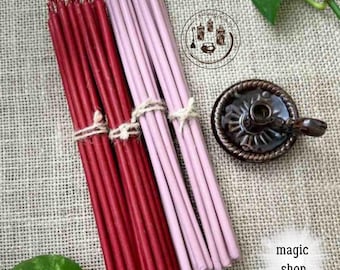 Set de velas Love Magic - 40 velas de cera (rojas y rosas) + soporte libre | Rituales y Romance.