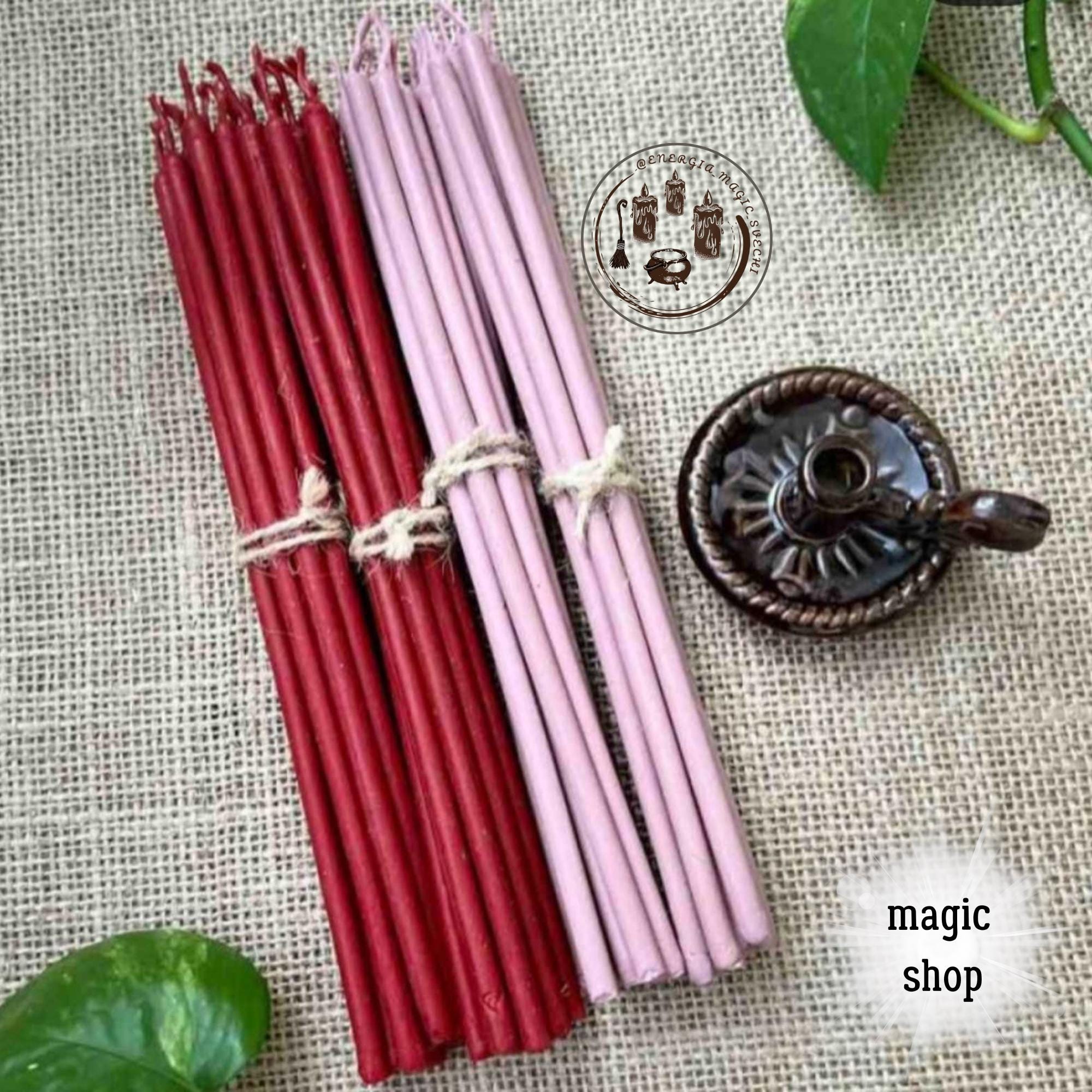 赤いキャンドル 20 本とピンクのキャンドル 20 本のセット「Magic of