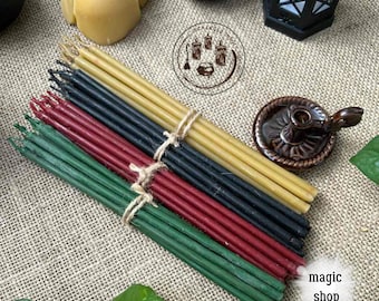 The Quiet Flame: Juego de velas de los cuatro elementos: 40 velas de abeja con soporte ritual | Edición limitada.