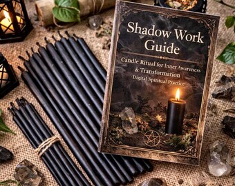 Velas rituales negras para trabajar con el lado oscuro de la personalidad | Kit de sanación y transformación interior en formato PDF.