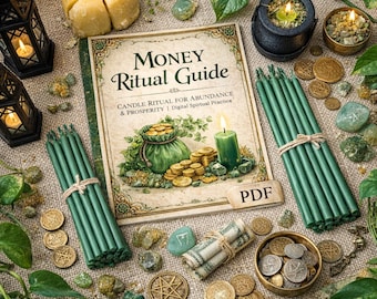 Velas rituales verdes para atraer dinero | Kit de prosperidad + PDF.
