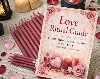Velas rojas rituales para el amor y la atracción | Kit de hechizos de amor propio + Guía de rituales de amor en PDF.