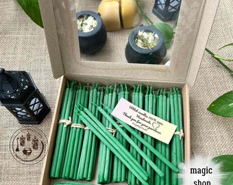 Juego de 100 velas rituales de media hora hechas de cera de abejas + 5 velas extra (roja, negra, amarilla, verde) velas de hechizo.