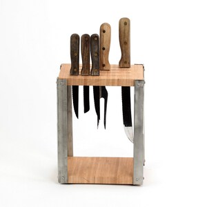 Stainless Steel and Bamboo Plywood Knife Block eco-friendly kitchen tool
