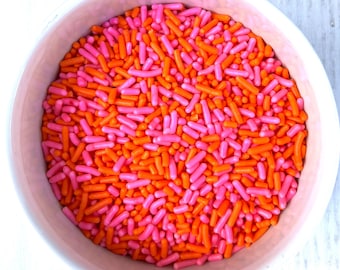 ¡Mezcla de chispas divertidas de verano! ¡Galletas comestibles naranjas y rosa brillante! Fiesta neón, decoración de pasteles, cupcakes, dulces, adornos para fiestas, repostería, 85 g