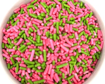 ¡Mezcla de chispas con sabor a sandía! ¡Mezcla de chispas rosa y verde lima para decorar pasteles, cupcakes de cumpleaños, galletas, dulces y mucho más!