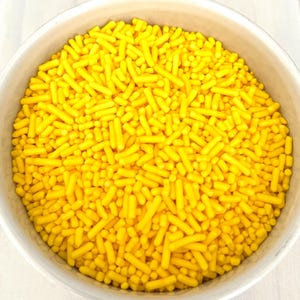 Lemon Yellow Sun Bright Yellow Edible Sprinkles Jimmies!  Bring on Summer!  Cake Decorating, Cupcakes, Grad Colors, Cookies and more!