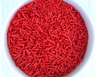 Apple of My Eye Red Jimmies Sprinkles Decoración para pasteles Cupcake Dulces Adorno comestible para fiestas Decoración para hornear Fiesta de San Valentín Superhéroe 3 oz
