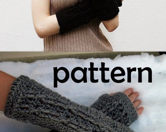 CROCHET PATTERN  Crossing Cables Fingerless Gloves - Pattern PDF