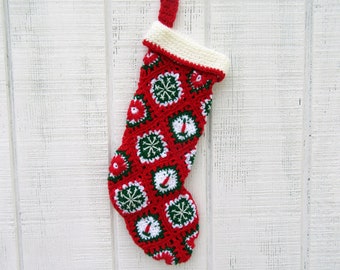 Vintage Inspired Heirloom Crocheted and Embroidered Christmas Stocking