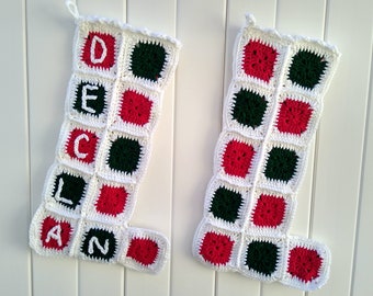 Personalizable Vintage Style Crocheted Christmas Stocking