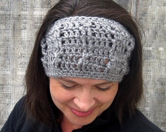 CLEARANCE! Cabled crochet headband, headwrap, ear warmer - soft heather gray - crochet accessories Winter Fashion