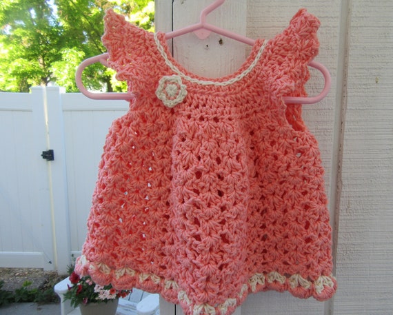 Crochet Pinafore Vestido De Bebe En Melon Y Crema Crochet Etsy Crochet Pinafore Vestido De Bebe En Melon Y Crema Crochet Etsy