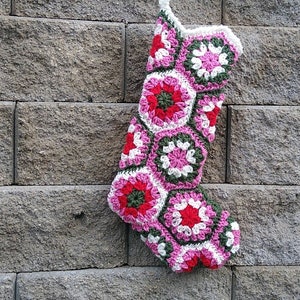 Crocheted Granny Square Christmas Stocking