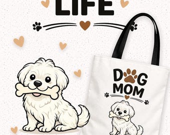 Maltese Customizable Dog Mom Gift Tote Bag