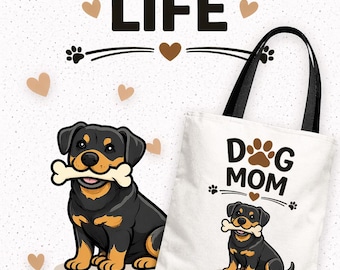 Rottweiler Customizable Dog Mom Gift Tote Bag