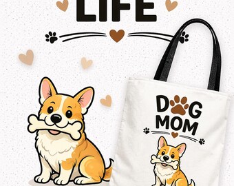 Corgi Customizable Dog Mom Gift Tote Bag