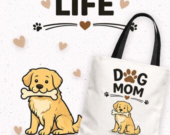 Golden Retriever Customizable Dog Mom Gift Tote Bag