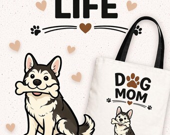 Husky Customizable Dog Mom Gift Tote Bag
