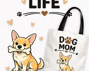 Chihuahua Customizable Dog Mom Gift Tote Bag