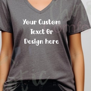 Custom Text Soft Style V Neck Tee, Personalized Jersey V Neck Shirt, Design Your Own Graphic Tee, Printed Quote T-Shirt, Unisex V-Neck