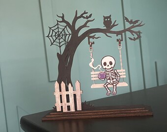 Handmade Halloween Skeleton Coffee Décor