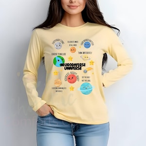 T-shirt à manches longues Neurodivers Universe, T-shirt inclus, cadeau pour la sensibilisation à la neurodiversité, choisir d'inclure, t-shirt enseignant parent maman papa