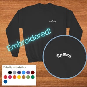 Kinder besticktes Name Crewneck Sweatshirt Personalisierter Pullover Benutzerdefinierte Minimalist Pullover gemütlich benutzerdefinierte Kind Geschenk Schule Urlaub Geburtstag