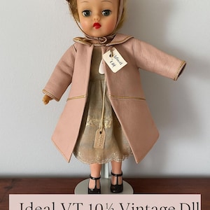 Vintage 1950s Ideal 10.5 Vinyl Teen Doll Original Pink Coat & Bonnet - Tagged