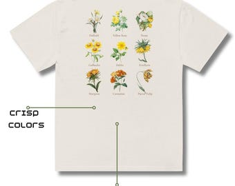 T-shirt oversize botanica – Stampa floreale sul retro / T-shirt bianca sporca con estetica naturale / Sempre fresca